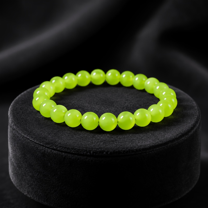 Natural Prehnite & Chalcedony Beads Stretch Bracelet, Gift